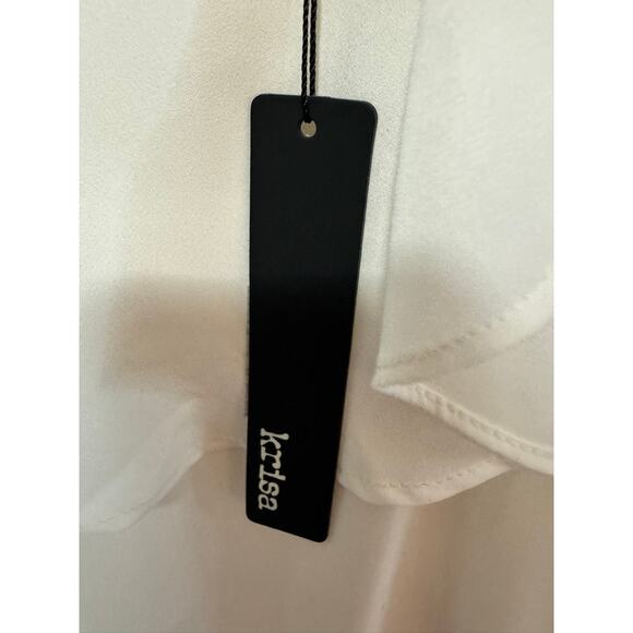 Krisa ONE SHOULDER RUFFLE DRESS-CREAM | Size XS | Made in the USA - Picture 6 of 8